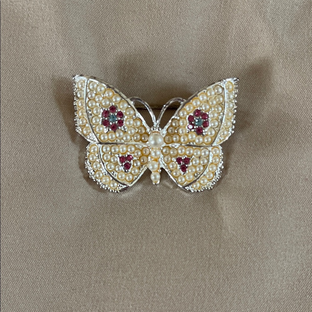 Pearl & Ruby-Accent Butterfly Brooch - Women's Jewelry